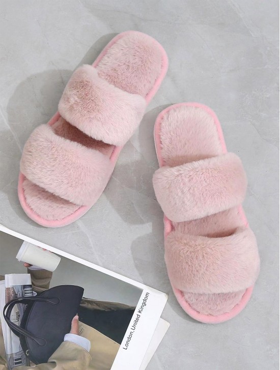 Open Toe Soft Plush Plush Indoor Slippers-6 Pairs